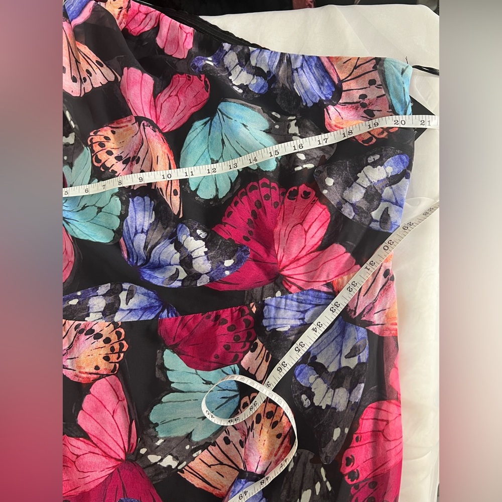 Boston Proper NWT One Shoulder Butterfly Print Multicolor Whimsical Fairy 14 - Picture 8 of 12